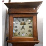 A 19th Century pine longcase clock, the 28cm painted square dial with date aperture and thirty
