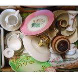 A box containing a quantity of assorted ceramic items including Shorter dish, porcelain dressing