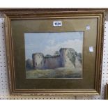 An early 20th Century gilt framed and slipped watercolour, depicting castle ruins