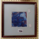 H. Haut: a framed small acrylic abstract picture - sold with a Mark Denman framed coloured print