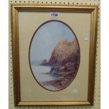 F.J. Widgery: a framed limited edition coloured print, depicting a coastal view