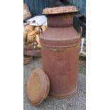 An old iron milk churn marked for Neville & Sons, Slough - sold with a spare lid - with minor rust