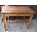 A vintage mixed wood school science table