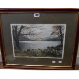 Michael Revers: a framed limited edition coloured print, depicting a lakeland view - signed in