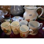 A quantity of assorted ceramics including modern Poole Pottery hand painted jug, Worcester Evesham