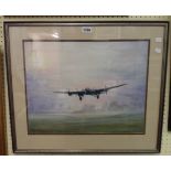 Peter C. Rolfe: a framed aircraft print entitled Old Lady Over Old Warden - label verso