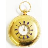 An antique 18ct. gold half hunter gentleman's fusee pocket watch by Hennessy of Somerset with