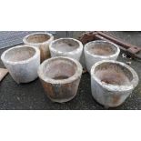 Six concrete flowerpots