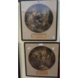A pair of early 19th Century monochrome circular prints, one entitled The Farmers Visit To His