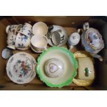 A box containing assorted ceramic items including Carltonware Registered Australian Design cheese