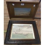 Two early 20th Century framed watercolours, one depicting a wrecked sailing vessel, the other a