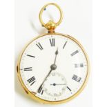 A hallmarked 18ct. gold cased gentleman's pocket watch with fusee movement by Lehmann of Swansea,
