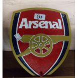 A modern painted cast iron Arsenal football club sign