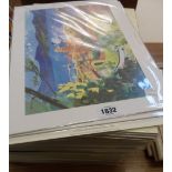 A quantity of unframed mounted Prime Arts coloured prints including St. Tropez, African family group