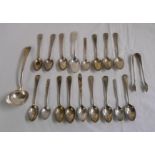 A selection of mainly early 20th Century silver teaspoons - sold with a silver ladle and pair of