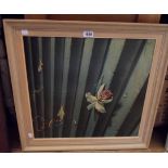 Tretchikoff: a vintage framed coloured print still life with wedding related items on church steps