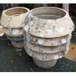 Two old chimney pots of short form with lourvered top