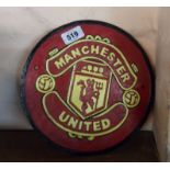 A modern painted cast metal Manchester United FC sign