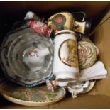A box containing a quantity of assorted ceramic items including Losolware bowl, Honiton plate, etc.