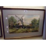 Freda Tremlett: a framed watercolour, entitled The Mill, Shipley, Sussex - label verso
