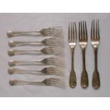 A set of six silver dessert forks by the same maker - Sheffield 1895 (one 1907) - sold with three