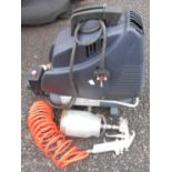 A Powerline NLE6LTC 6 litre 1.5hp air compressor and accessories