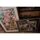 D. Thackeray: two framed watercolours, both studies of roses - signed