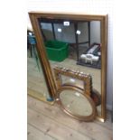 A modern gilt framed oblong wall mirror - minor loss to moulding - sold with a reproduction giltwood