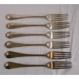A set of six George III silver dinner forks - London 1793