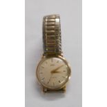 A vintage Trebex 9ct. gold cased wristwatch with presentation text to case back a/f