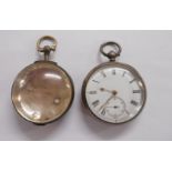 A silver cased gentleman's back wind pocket watch - Birmingham 1881 - sold with a damaged antique