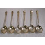 A set of six silver rat tail soup spoons - Birmingham 1946