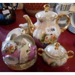 A vintage Bavarian part coffee set comprising coffee pot, six cups and saucers, cream jug and lidded