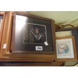 A selection of framed decorative coloured prints including chicken and dog studies, etc.