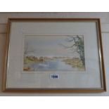 A.A. Parsons: a framed watercolour, depicting swans on a lake - signed