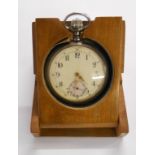 An early 20th Century anodised steel cased crown wind pocket watch with decorative gilt hands and