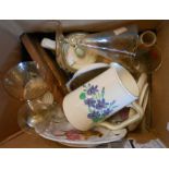 A box containing a quantity of assorted and other ceramic items including crested china plates,