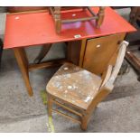 An 81cm vintage Childsplay by Marmet Ltd. single pedestal desk - sold with a standard chair with