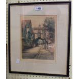 A framed coloured etching titled on mount Eastgate, Totnes - after H.G. Walker