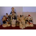 Six Victorian Staffordshire figures including Uncle Tom, etc.