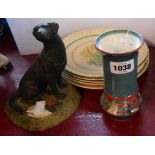 Five Susie Cooper plates of various pattern - sold with a Franklin porcelain gun dog figurine and