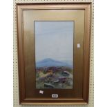 F. Carrisford: a gilt framed and slipped watercolour, depicting a moorland view with tor in distance