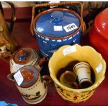 A smell selection of Torquay pottery items including early Watcombe jardiniere, seagull decoration