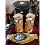 A selection of ceramic items including two Hornsea fauna jugs, four Dartmouth vase, Marianne De Trey