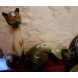 Two large vintage cat figurines