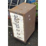 A vintage Bisley small eight drawer filing cabinet