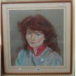 M. Robbins: a framed pastel portrait of a lady with red hair - signed and dated '86