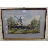 Freda Tremlett: a framed watercolour, entitled The Mill, Shipley, Sussex - label verso