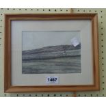 Katharine G. Rangeley: a small framed mixed media drawing entitled No Luck Today! - signed