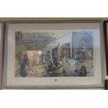 Denis Matthews: a framed watercolour entitled Market in Sefiroui (Morocco) - signed - painted 1959